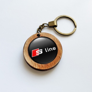 Audi S line Keychain Handmade Wood Black