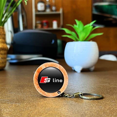 Audi S line Keychain Handmade Wood Black