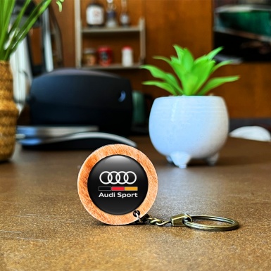 Audi Sport Keychain Handmade Wood Multicolour