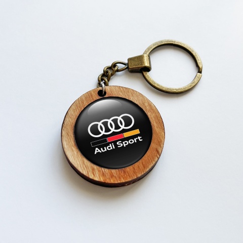 Audi Sport Keychain Handmade Wood Multicolour