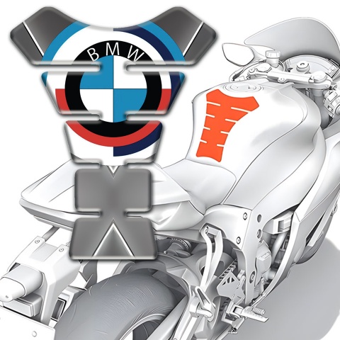 BMW Tank Protector Grey with White Stripes Background Style 