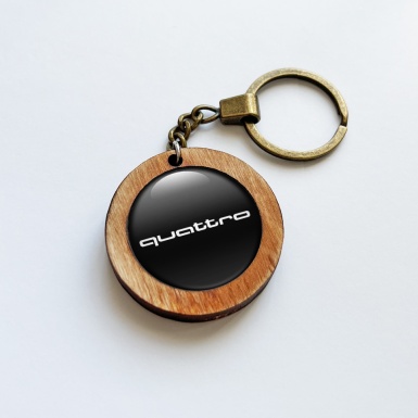 Audi Quattro Handmade Wood Keychain Black