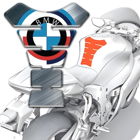 BMW Tank Guard Pads Polished Base Big Logo 