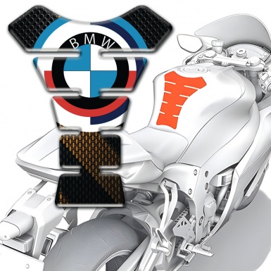 BMW Tank Pad Protector Black Brown background and big Logo 