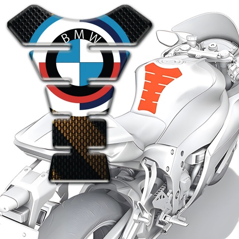 BMW Tank Pad Protector Black Brown background and big Logo 