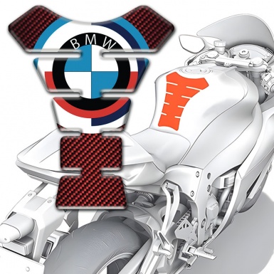 BMW Tank Protector Red Carbon Background and Big Logo style 