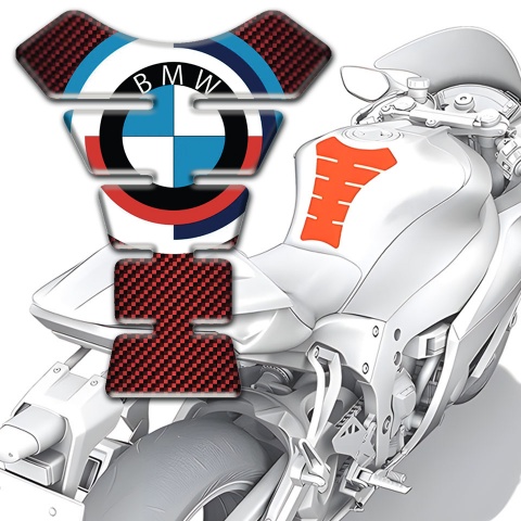 BMW Tank Protector Red Carbon Background and Big Logo style 