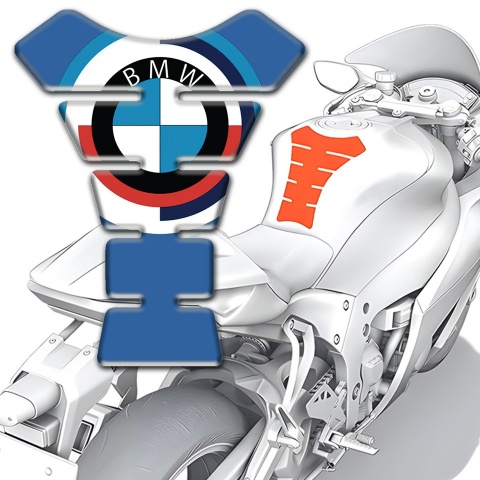 BMW Tank Guard Pads Blue Background with Big Logo Design 