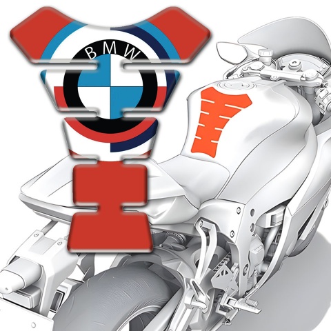 BMW Tank Pad Protector Red background with Big Logo Style 