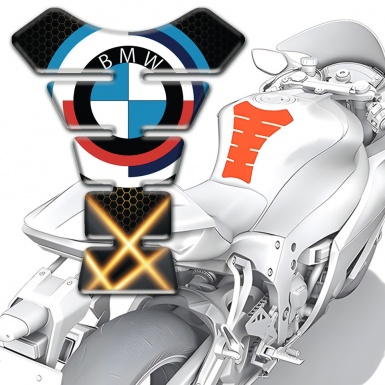 BMW Tank Pad Protector Orange Lights Background effect and Big Logo 