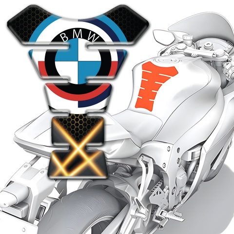 BMW Tank Pad Protector Orange Lights Background effect and Big Logo 