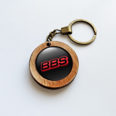 BBS Keychain Handmade from Wood Black Red