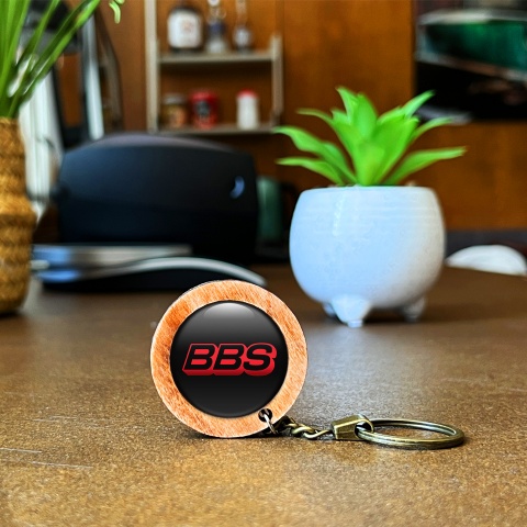 BBS Keychain Handmade from Wood Black Red