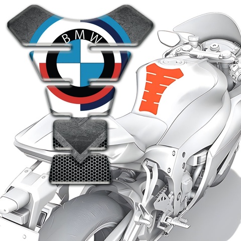 BMW Tank Guard Pads Stylish Scratched Plate Print and Big Logo 