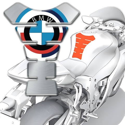 BMW Tank Protector Silver Base Design and Big Round Logo 