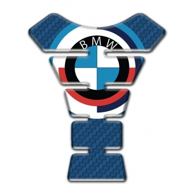 BMW Tank Guard Pads Navy Blue Carbon Base Design and Big Logo Style 