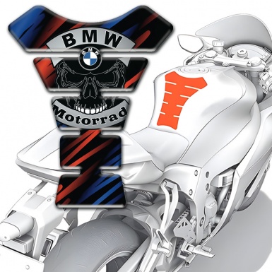 BMW Tank Pad Protector Blue Red Lights and Skull logo style 