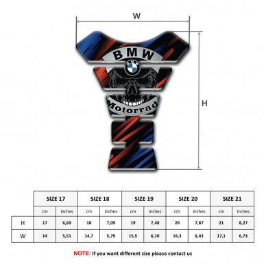 BMW Tank Pad Protector Blue Red Lights and Skull logo style 