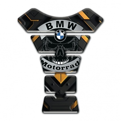 BMW Motorbike Tank Pad Yellow Black base with Skull Logo Style 