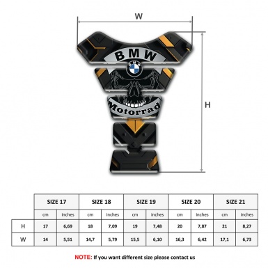 BMW Motorbike Tank Pad Yellow Black base with Skull Logo Style 