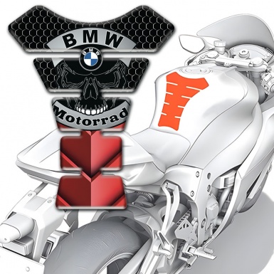 BMW Motorrad Tank Pad Protector Red Black Fragments and Skull Logo 