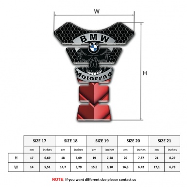 BMW Motorrad Tank Pad Protector Red Black Fragments and Skull Logo 