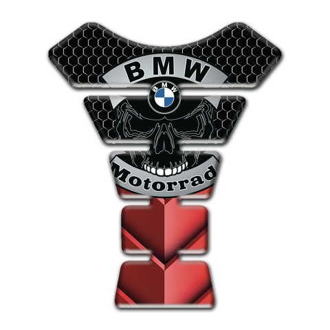 BMW Motorrad Tank Pad Protector Red Black Fragments and Skull Logo 