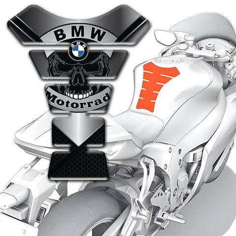 BMW Motorrad Tank Protector Grey Black base Skull Logo Style 