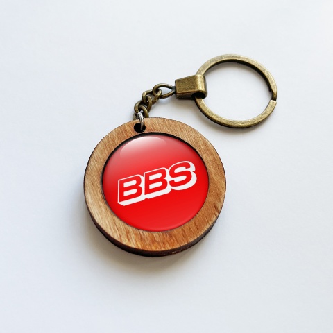 BBS Keychain Handmade from Wood Red White
