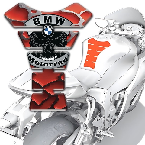 BMW Motorrad Motorbike Tank Pad Red Grey Paints base Skull Logo 