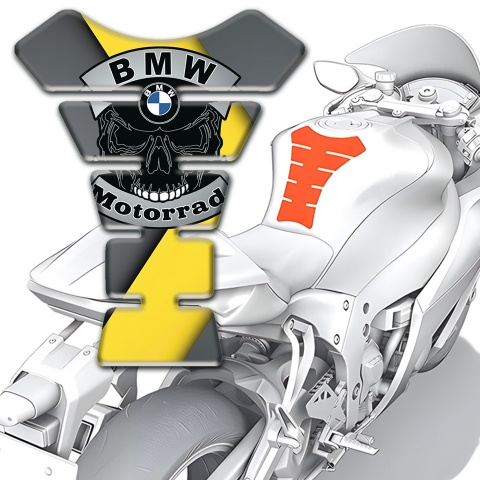 BMW Motorrad Tank Fuse Yellow Grey Color base Skull Logo 
