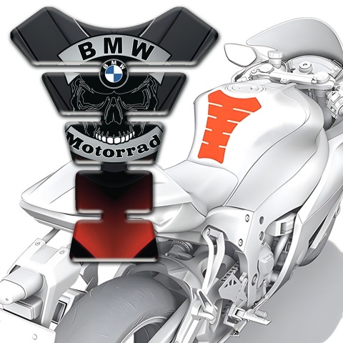 BMW Stylish Silicone Sticker Tank Guard Pads Skull Logo Motorrad Style 