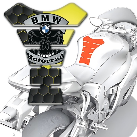 BMW Tank Pad Protector Dark honeycomb with Yellow Nuance Base Motorrad style 