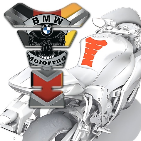 BMW Motorrad Tank Fuse Multicolored background and Skull Logo 