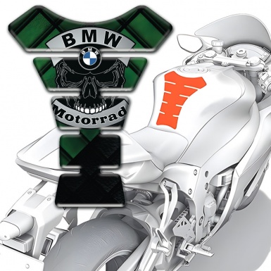 BMW Motorrad Tank Pad Protector Green Black Print with Skull Logo effect 