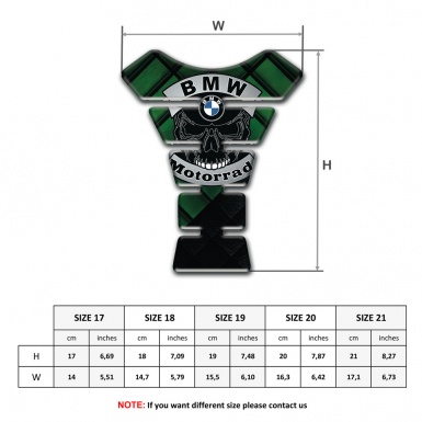 BMW Motorrad Tank Pad Protector Green Black Print with Skull Logo effect 
