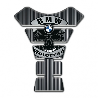 BMW Motorrad Tank Protector Grey with White Stripes base and Skull Logo 