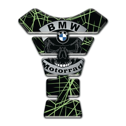 BMW Motorrad Tank Pad Protector Green Spider Web decoration and Skull Logo 