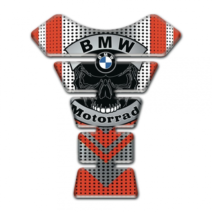 BMW Motorrad Motorbike Tank Pad Grey Red base Skull Logo Design 