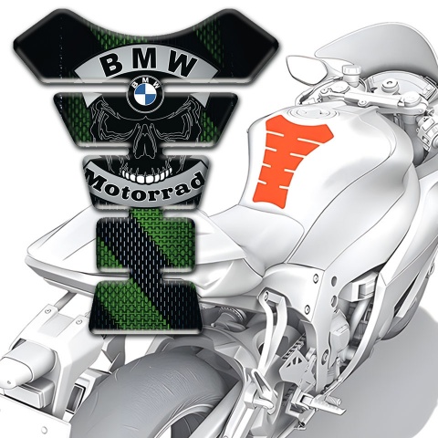 BMW Motorrad Anti Slip Sticker Green Black Base Skull Logo 