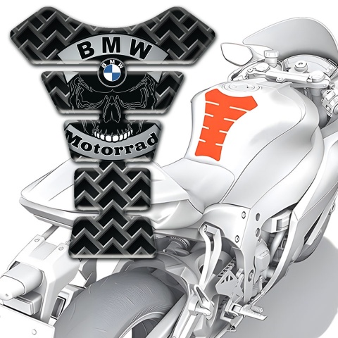 BMW Motorrad Tank Protector Grey Grid Base Skull Logo Style 