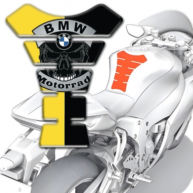 BMW Motorrad Tank Protector Yellow Black halves and Skull Logo 