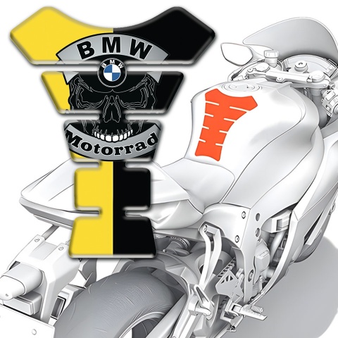 BMW Motorrad Tank Protector Yellow Black halves and Skull Logo 