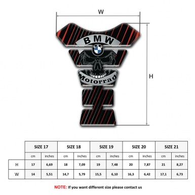 BMW Motorrad Tank Fuse Black print with Red lines Design and Skull Logo 