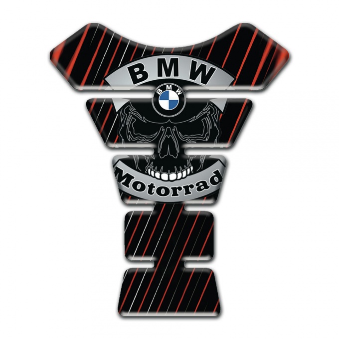 BMW Motorrad Tank Fuse Black print with Red lines Design and Skull Logo 