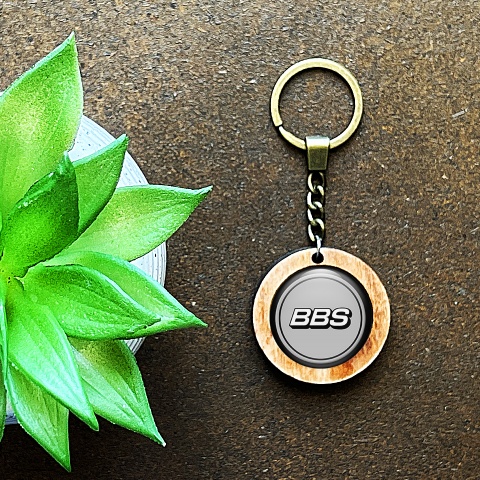 BBS Wood Handmade Keychain Grey Ring