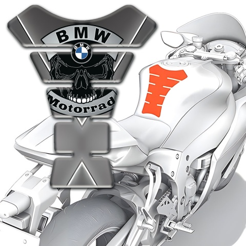 BMW Tank Protector Motorrad Style Grey Base with X Shape Lines 