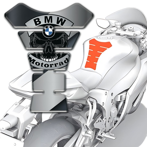 BMW Tank Pad Protector Grey Black Design with Skull Logo Motorrad Edition 