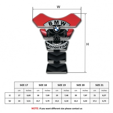 BMW Motorbike Tank Pad Red Black Design with Skull Logo Motorrad Style 
