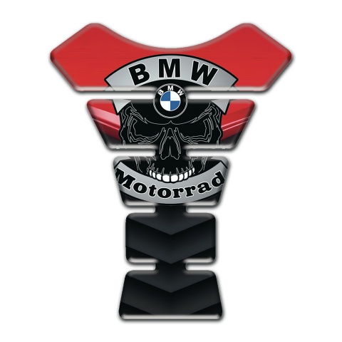 BMW Motorbike Tank Pad Red Black Design with Skull Logo Motorrad Style 